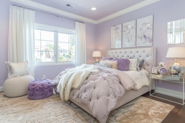 Elegant Purple and White Bedroom Interior Design
