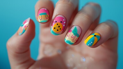 Summer Nail Art with Beach Themed Designs