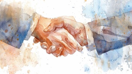 Handshake between business partners, watercolor style