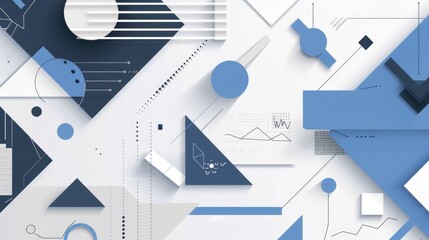 Obraz premium Abstract Geometric Shapes in Blue and White