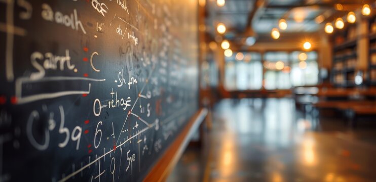 Abstract Mathematical Equations Displayed On A Digital Screen At Night