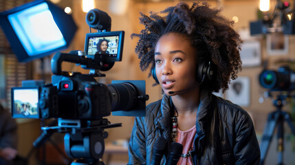 Person Posing in Front of Camera with Professional Lighting