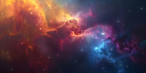 Fototapeta premium Capturing the Beauty of Galaxies, Nebulas, Gases, and Stars Vivid Celestial Artwork. Concept Astrophotography, Celestial Objects, Deep Space Imagery, Stellar Landscapes, Cosmic Wonders