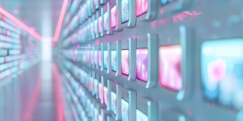 Futuristic social media scheduling dashboard for optimizing posts across platforms. Concept Social Media Strategy, Post Optimization, Platform Integration, Futuristic Design, Scheduling Tools