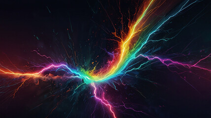 Vibrant rainbow colors dynamic lightning streaks abstract