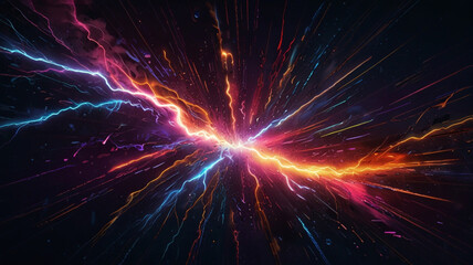 Vibrant rainbow colors dynamic lightning streaks abstract