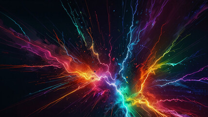 Obraz premium Vibrant rainbow colors dynamic lightning streaks abstract