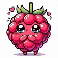 Fototapeta premium Anime Style Cartoon Raspberry Character on White Background