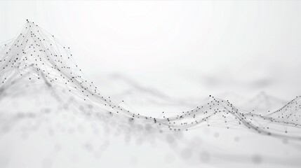 A white background with a series of dots and lines. The image is abstract and has a sense of movement