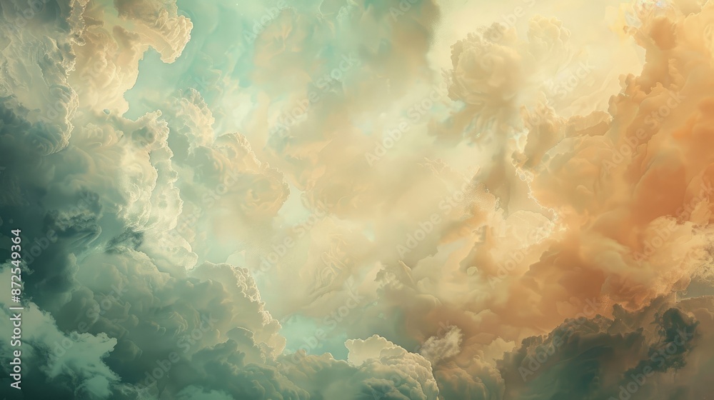 Wall mural Dreamlike Cloudscape in Pastel Hues