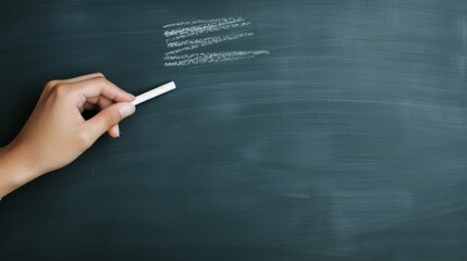 Close-up of a blackboard with chalk writing and an eraser, highlighting a teacher's hand explaining a lesson, educational setting, vibrant classroom
