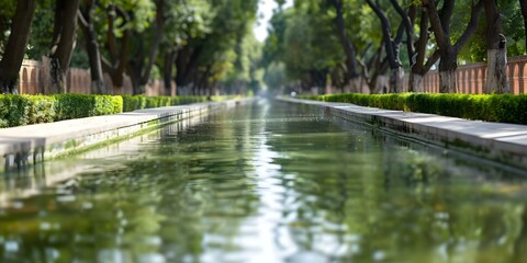 Peaceful Escape Tranquil Lahore Canal Treelined Promenade in Punjab's Capital. Concept Outdoor Photoshoot, Nature Photography, Tranquil Landscapes, Urban Scenery, Photographic Reflections