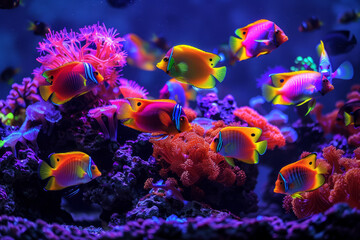 Vibrant Coral Reef with Colorful Fish