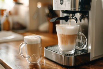 Coffee Machine Making Latte Art