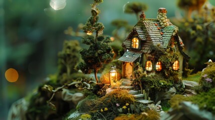 Fototapeta premium Crafting miniature settings is an art form that requires skill, precision, and a touch of whimsy.