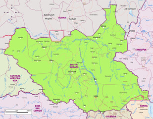 Political map of South Sudan