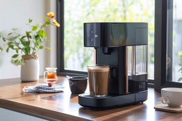 Modern Coffee Machine with a Cup of Coffee