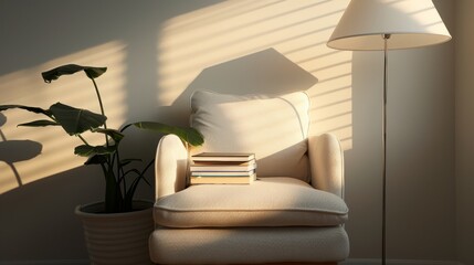 Cozy reading nook with a pile of diverse books, soft lighting, and a comfortable chair, evoking the joy of reading and literary exploration
