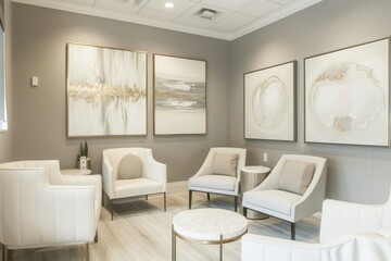Fototapeta premium Modern Waiting Area with Beige and Gold Decor
