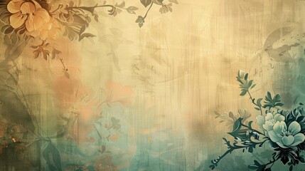 Abstract Floral Pattern in a Grunge Style