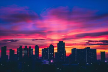 Fototapeta premium Cityscape at Sunset with Vivid Hues