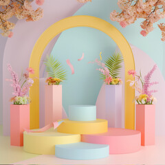 podium mockup in backdrop for product