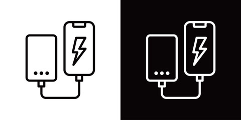 シンプルなモバイルバッテリーのラインアイコン © WAWAWA