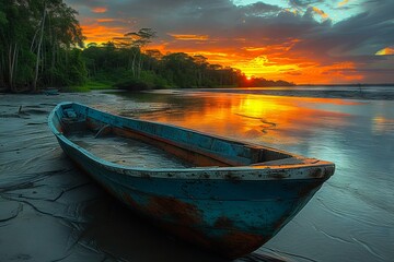 Fototapeta premium A boat on the beach.
