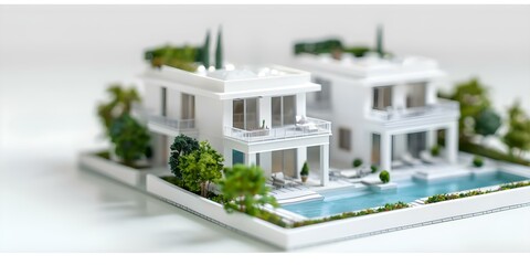 Create twin villas with customizable floor plans for personalized living spaces. Concept Customizable Villas, Personalized Living, Twin Homes, Floor Plan Options, Luxury Living