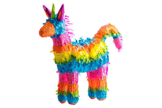 Colorful Unicorn Piñata isolated on white background