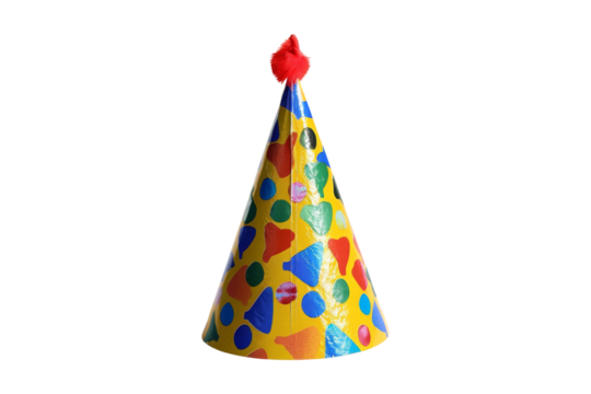 Colorful Party Hat with Red Pom Pom