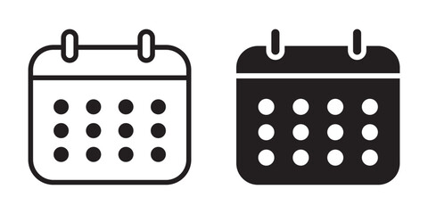 Calendar icon set. Date calendar vector icon feel and thin line, Event reminder, appointment icons, part of a big icon set family. Deadline. Date. Time.