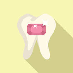 Shiny white tooth with sparkling pink gem is illustrating dental care and luxury lifestyle