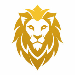 Obraz premium Golden Lion Head Logo Vector Art Design Illustration