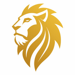 Golden Lion Head Logo Vector Art Design Illustration