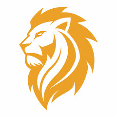 Golden Lion Head Logo Vector Art Design Illustration