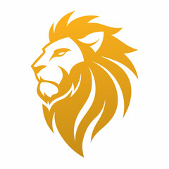 Golden Lion Head Logo Vector Art Design Illustration