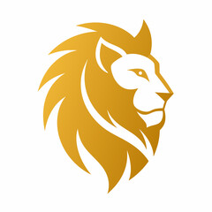 Golden Lion Head Logo Vector Art Design Illustration