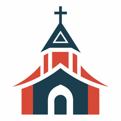 Minimalist church icon logo vector art illustration