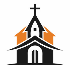 Minimalist church icon logo vector art illustration