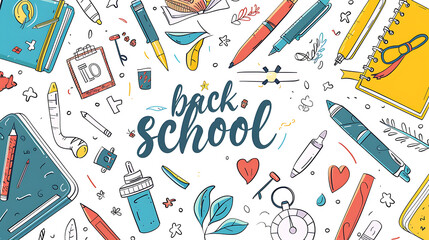 Back to School education concept illustration background with "back to school " written on a  board