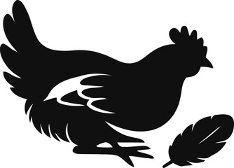 One Hen Vector Silhouette Illustration