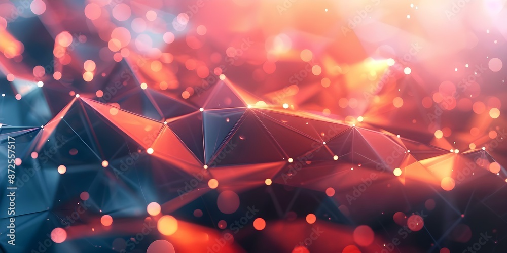 Poster utilizing low-polygon plexus design in contemporary 3d rendering for technology. concept low-polygon