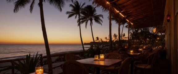 Resort hotel view Intricately woven rattan chairs flickering tik