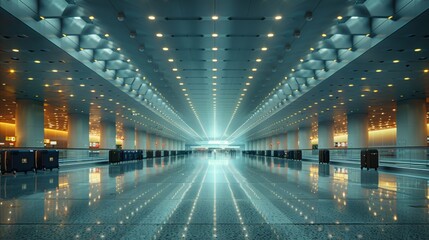 Modern Airport Terminal with Luggage - Generative AI