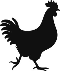One Hen Vector Silhouette Illustration