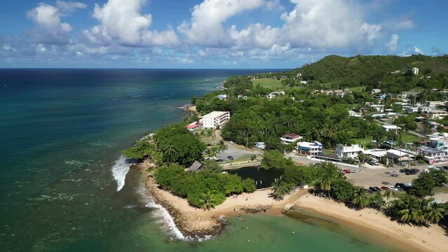 Lovely beach town of Rincon, Puerto Rico in the Caribbean