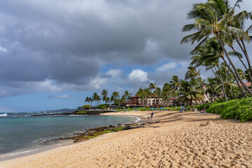 Poipu Beach Park, Koloa, Kauai South Shore，Hawaii.