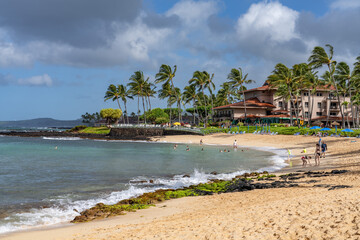 Poipu Beach Park, Koloa, Kauai South Shore，Hawaii.