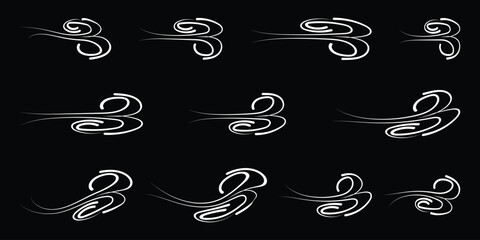Wind blow line vector. Wind icon set for web, banner, web design, graphic design, website. 